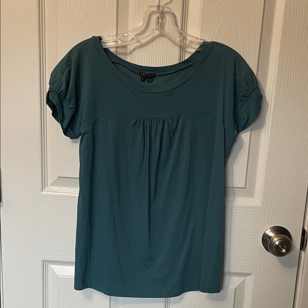 Theory Teal Short Sleeve Top
